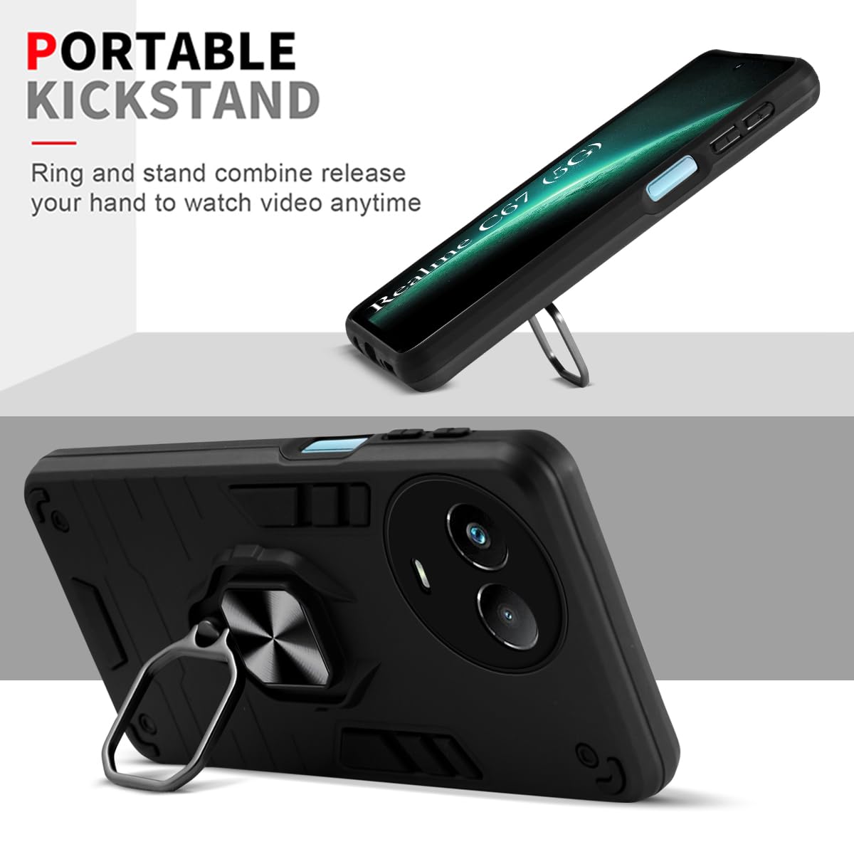 For Realme C67 Back Cover Case (Shockproof Polycarbonate Dual Layer Hybrid Armor)