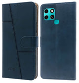 For Infinix Smart 6 Flip Cover Case ( Stitched Leather with Magnetic Closure)