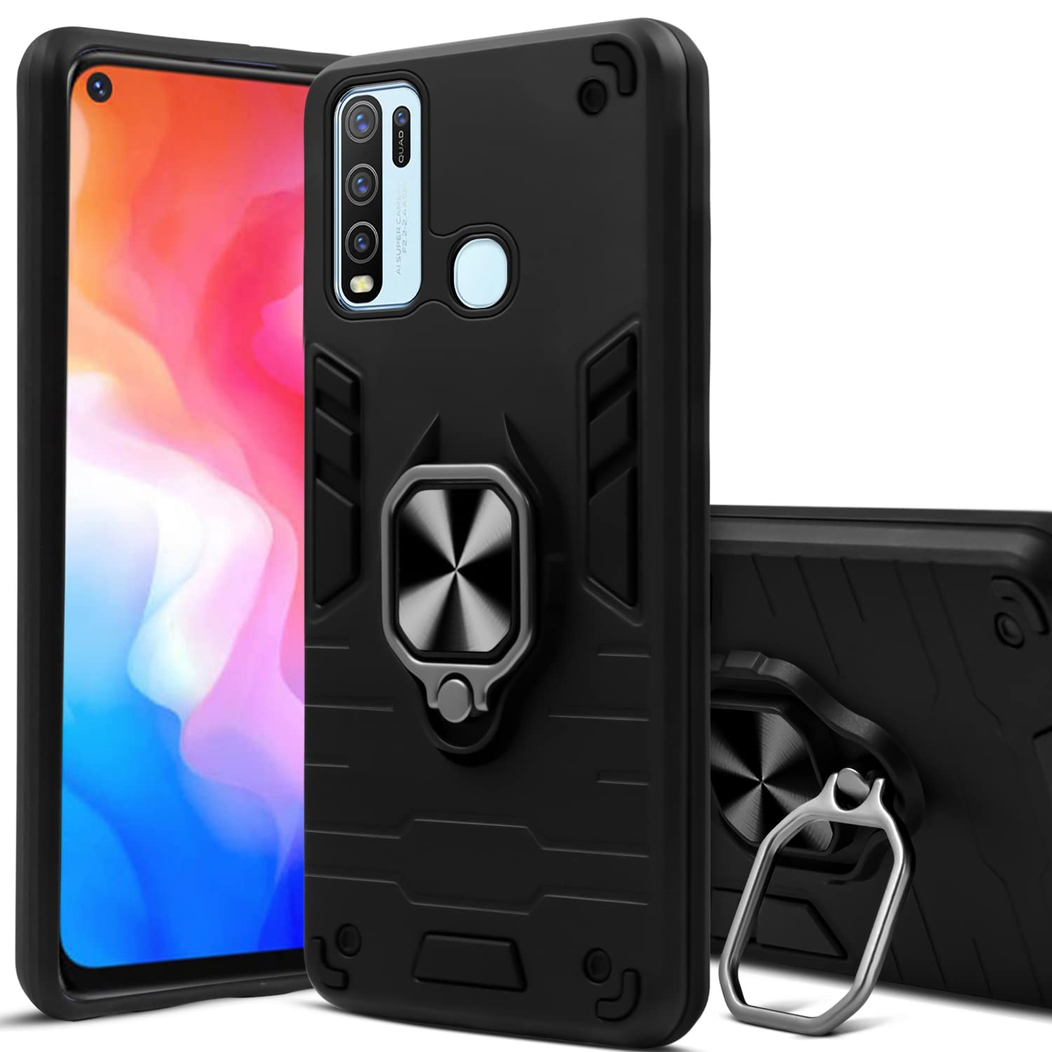 For Vivo Y30 Back Cover Case (Shockproof Polycarbonate Dual Layer Hybrid Armor)