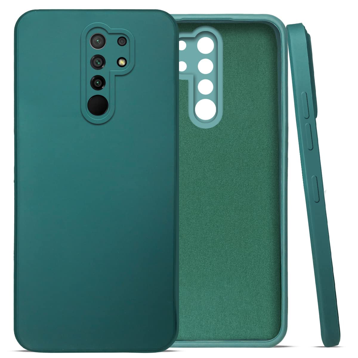 For Poco M2 Back Cover Case (Matte Finish Silicone with Fiber Cloth)