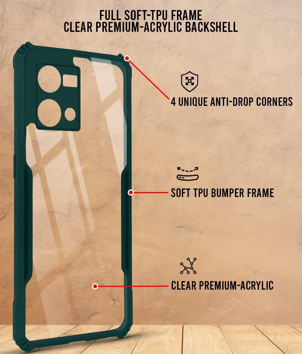 For Oppo Reno7 | Reno 7 4G Back Cover Case (Crystal Glass Back | Camera Protection | Shockproof Bumpers)