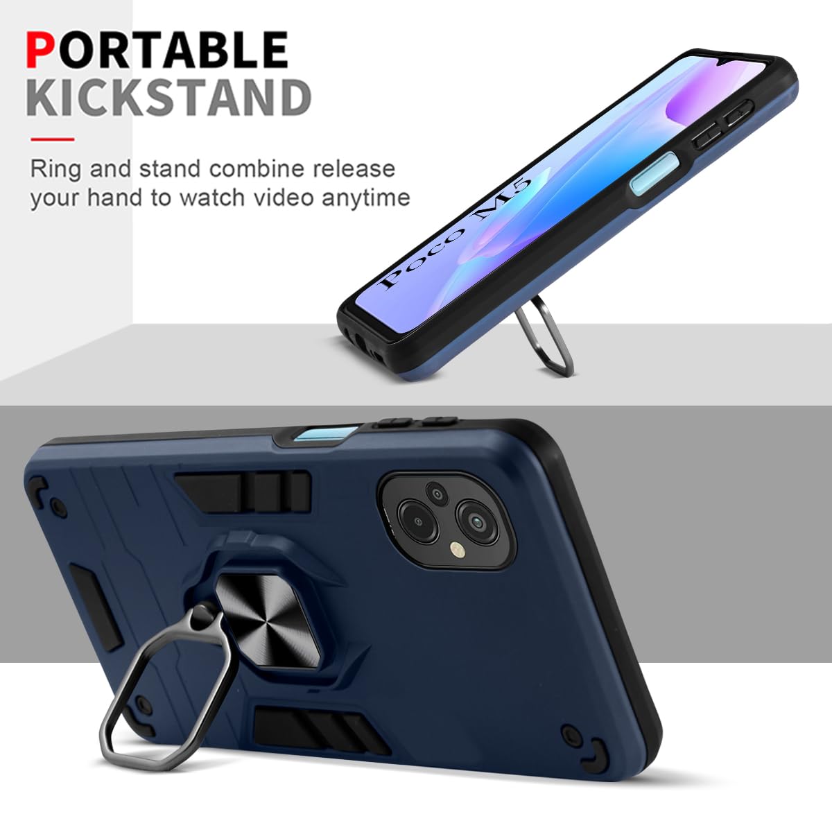 For Poco M5 Back Cover Case (Shockproof Polycarbonate Dual Layer Hybrid Armor)