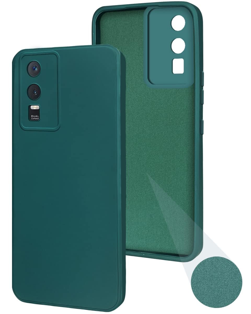 For Vivo Y76 5G | Y76s 5G Back Cover Case ( Matte Silicone with Inside Fiber cloth |Black )