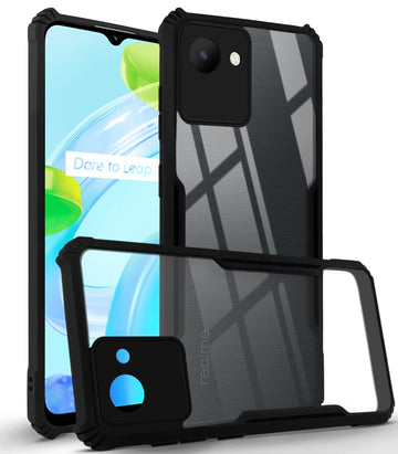 For Realme C30 | C30S Back Cover Case (Crystal Glass Back | Camera Protection | Shockproof Bumpers)