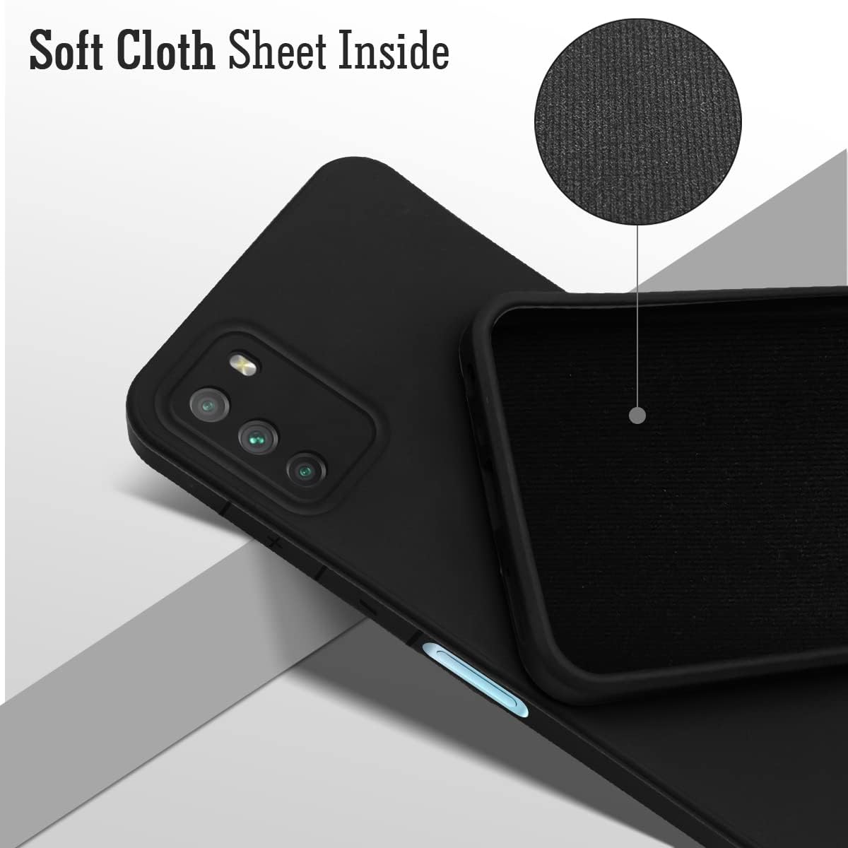 For Poco M3 Back Cover Case (Matte Finish Silicone with Inside Fiber Cloth)