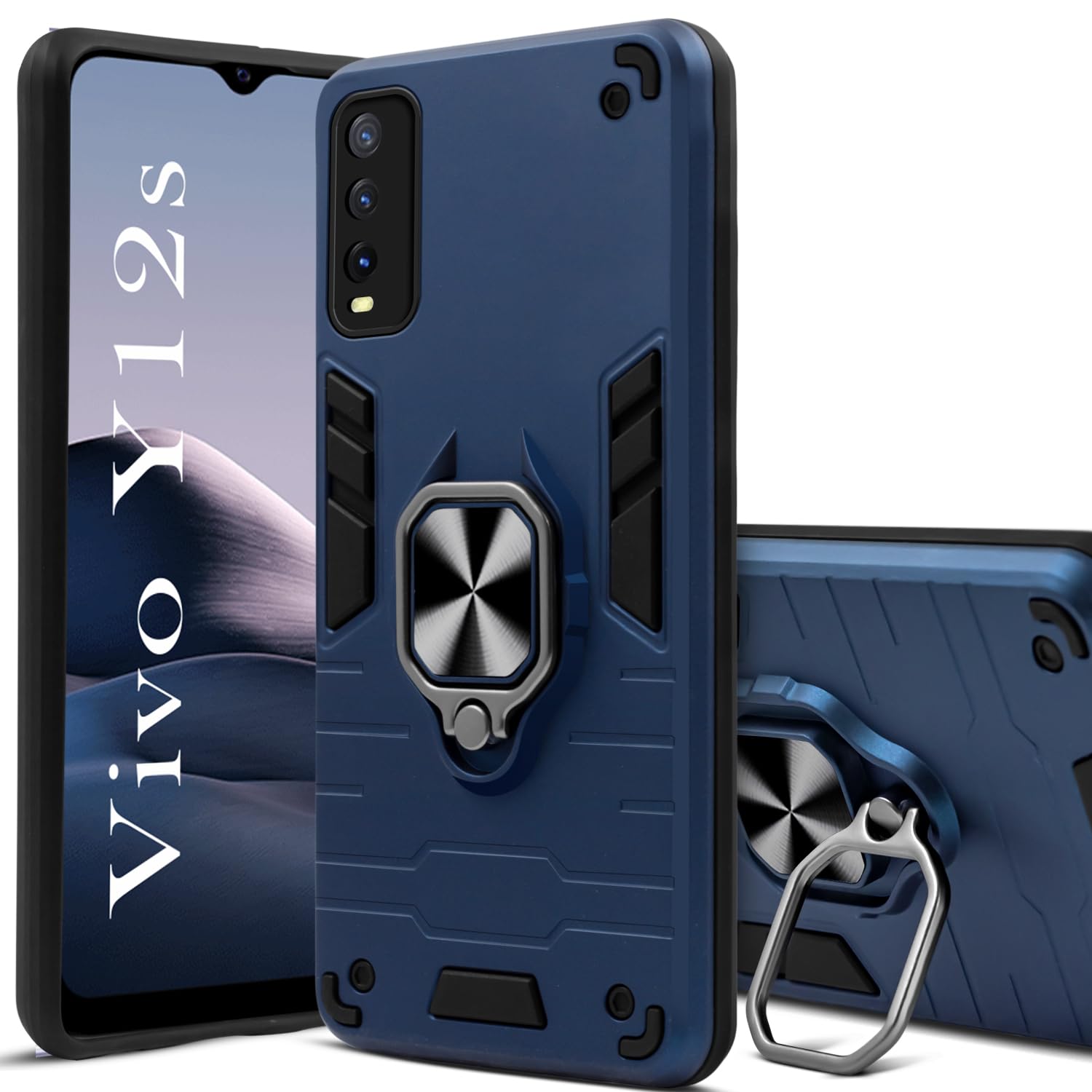For Vivo Y12s Back Cover Case (Shockproof Polycarbonate Dual Layer Hybrid Armor)