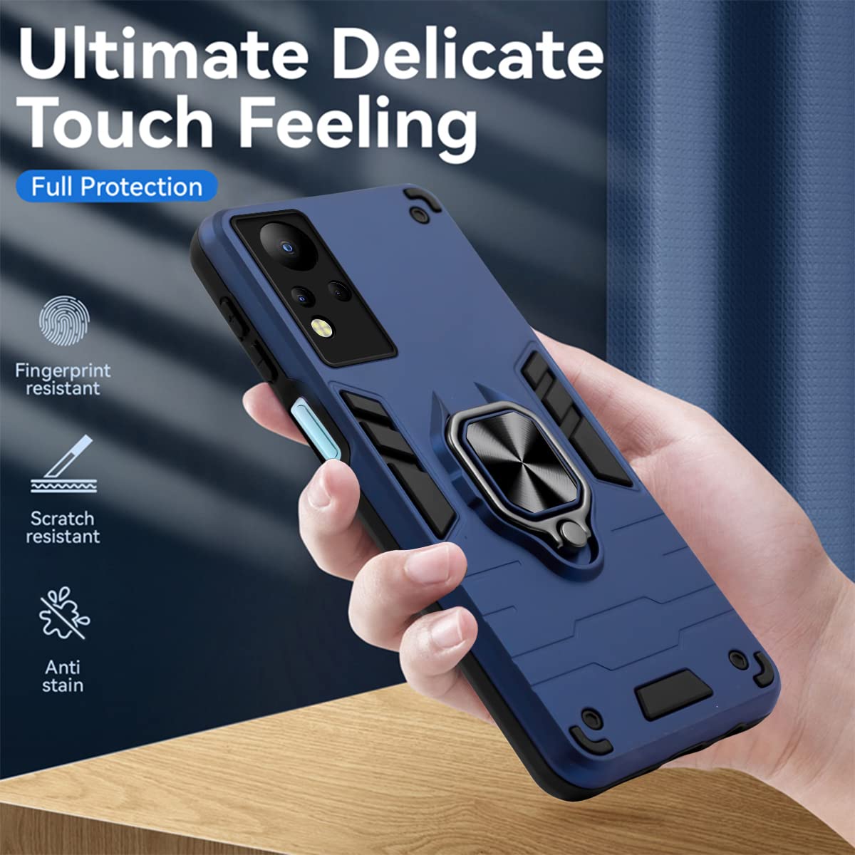 For Infinix Note 12 Back Cover Case (Dual Layer Hybrid | Ring Holder & Kickstand | 360 Degree Shockproof Protection)