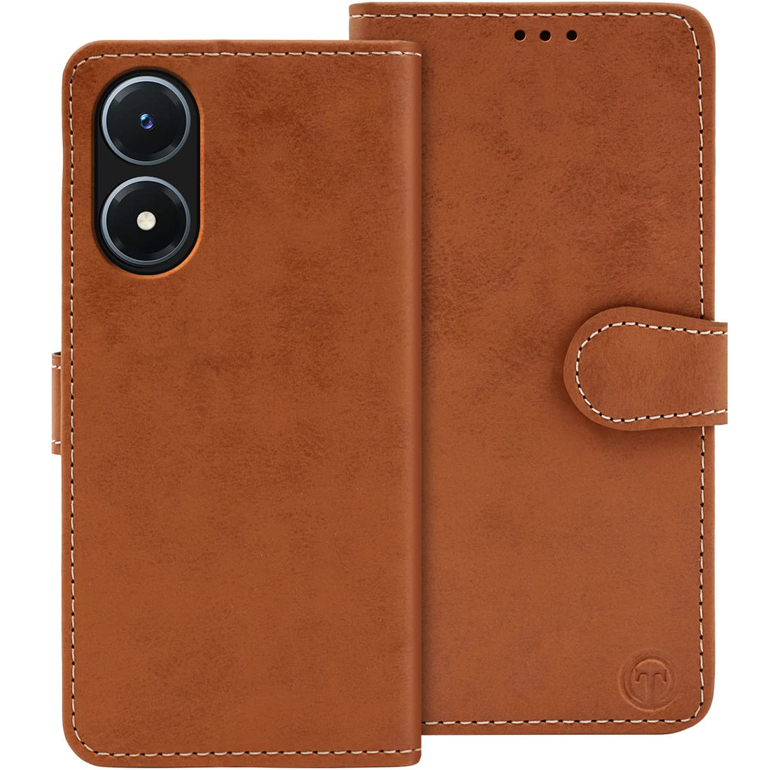 For Vivo Y02s Flip Cover Case (Fine Leather Finish | Magnetic Closure | Foldable Stand | Slots for Sim-Cards-Pin)