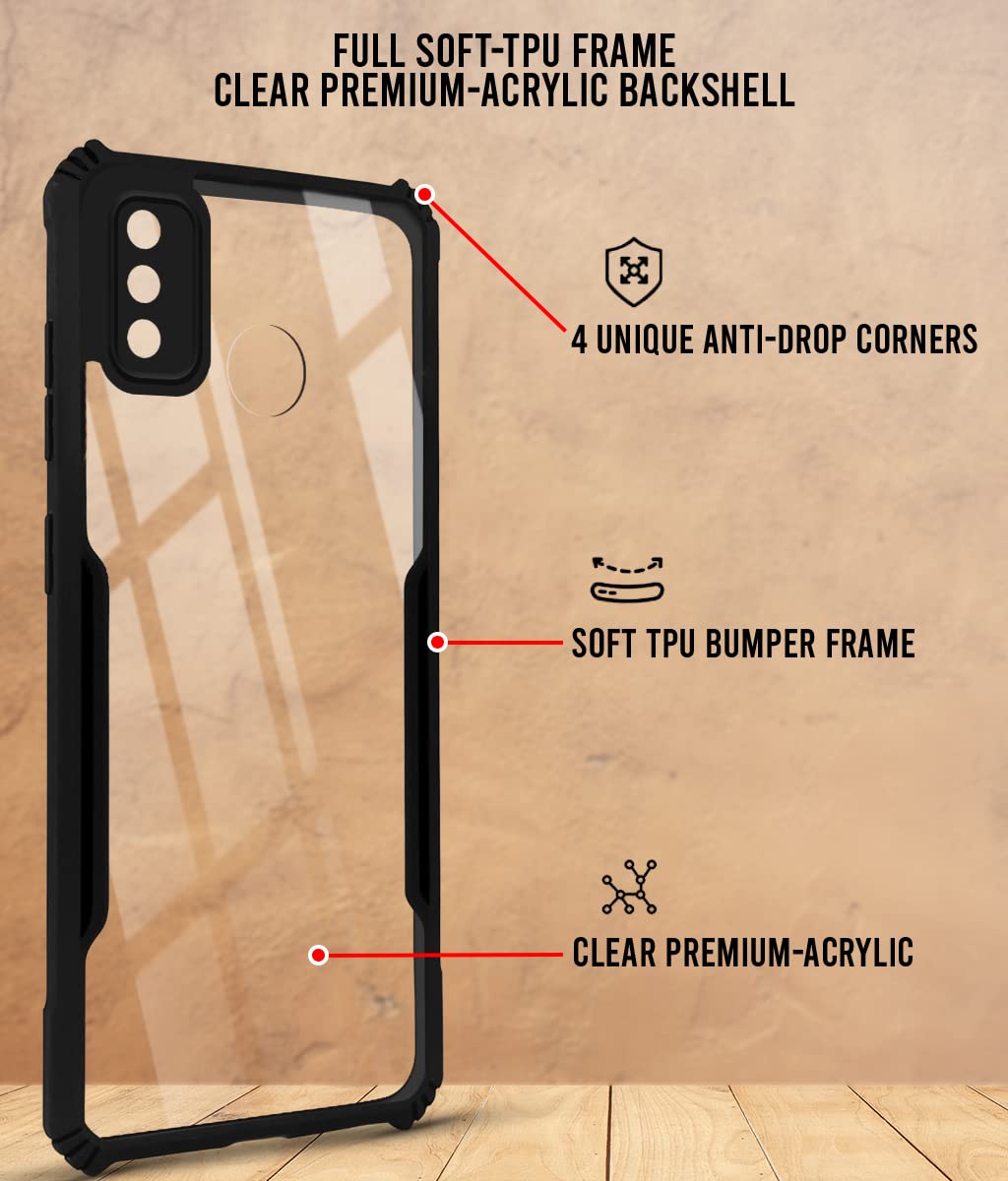 For Tecno Spark 6 Go Back Cover Case (Crystal Glass Back | Camera Protection | Shockproof Bumpers)