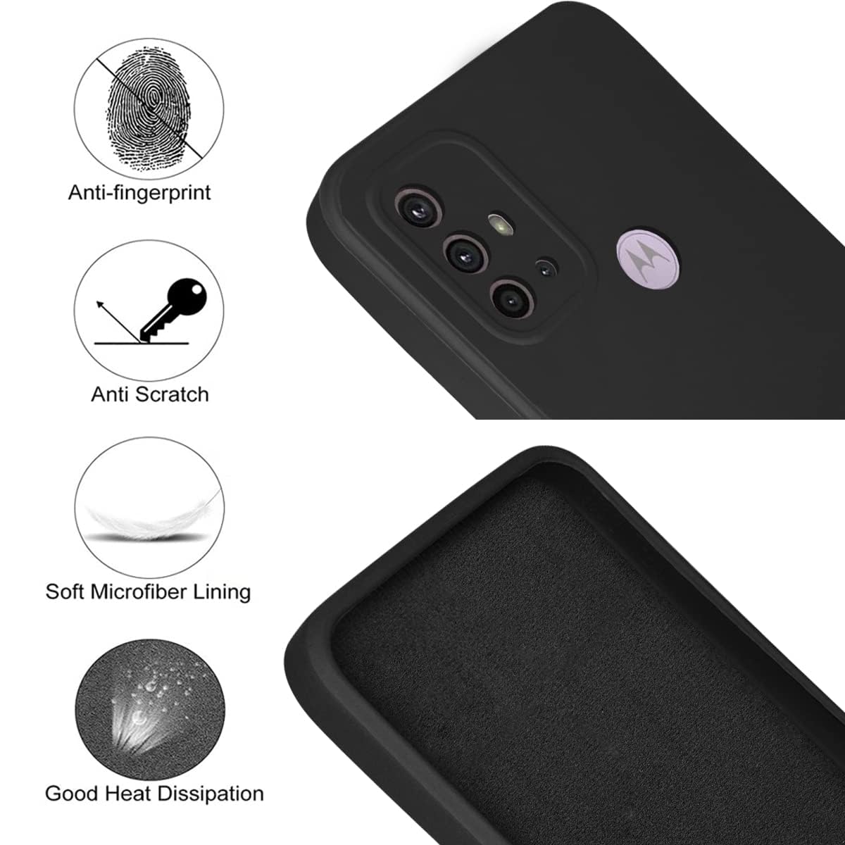 For Motorola Moto G30 Back Cover Case (Matte Silicone with Inside Fiber Cloth)