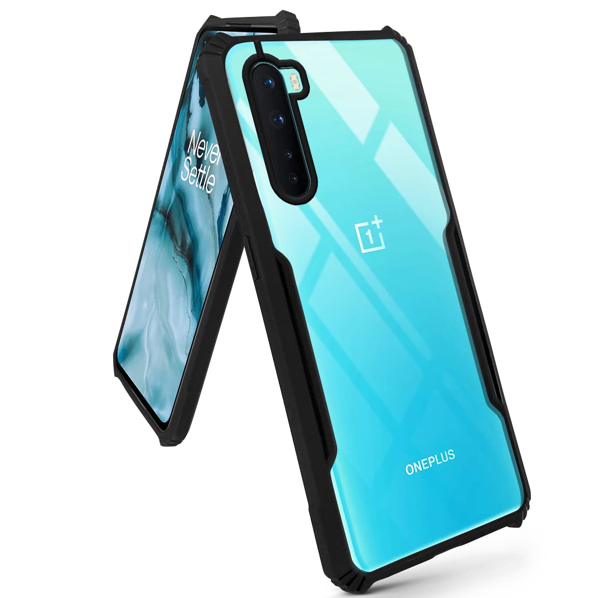 For OnePlus Nord Back Cover Case ( Shockproof with Polycarbonate Clear Panel | Professional Black)