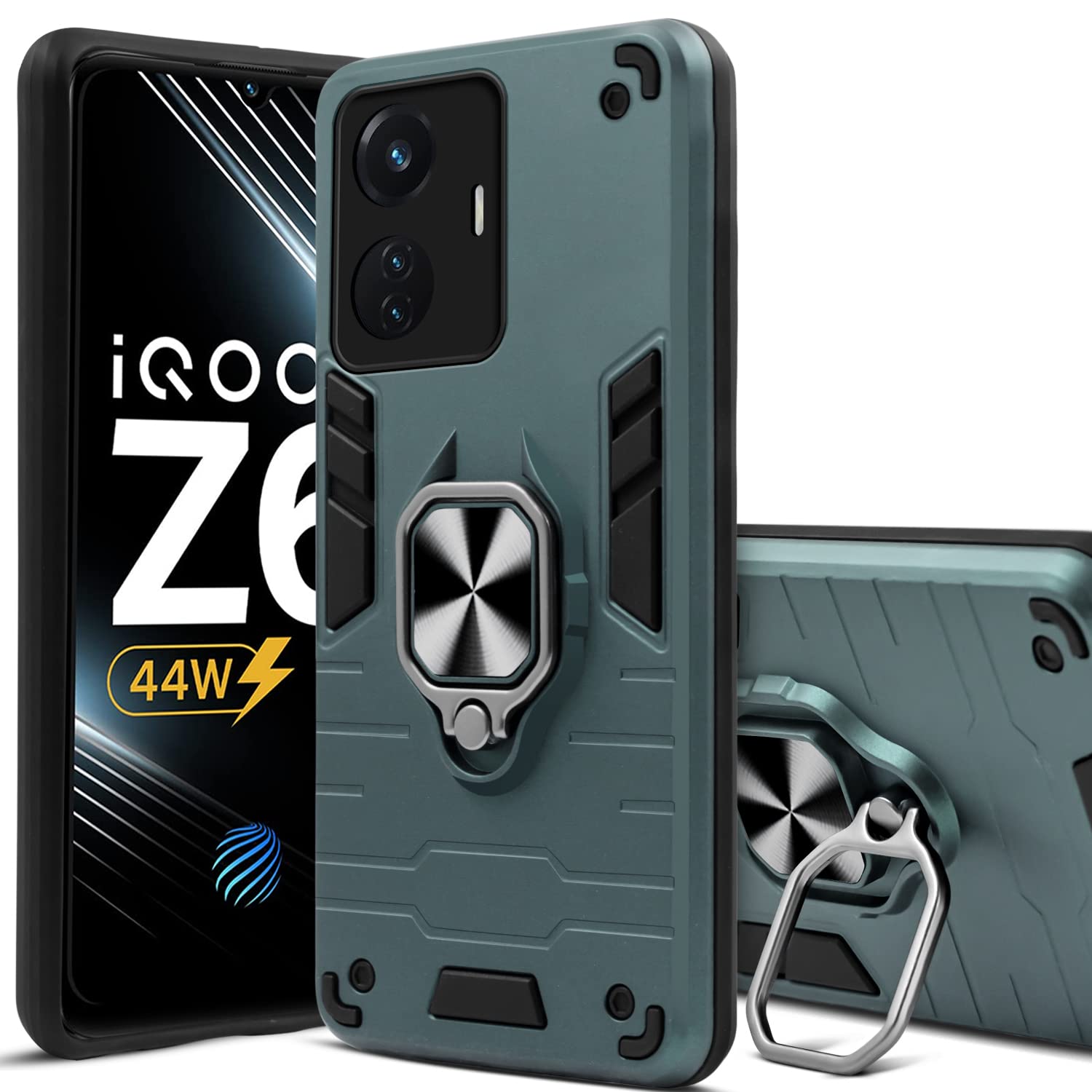 For Vivo IQOO Z6 44W Back Cover Case (Shockproof Polycarbonate Dual Layer Hybrid Armor)
