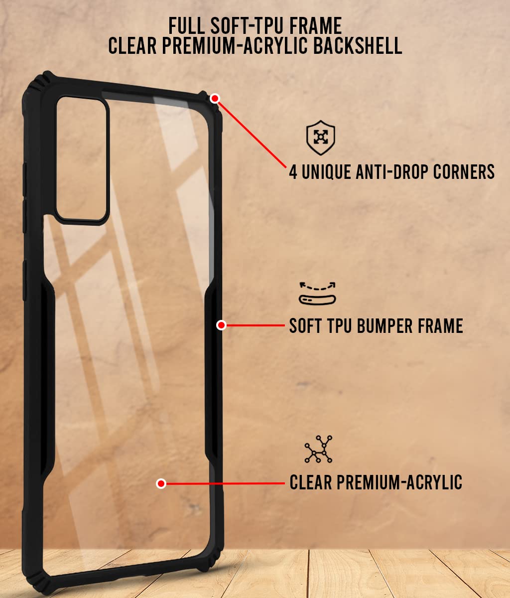 For Samsung Galaxy S20 Back Cover Case (Crystal Glass Back | Camera Protection | Shockproof Bumpers | Professional Black)