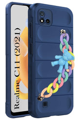 For Realme C11 (2021) Back Cover for Girls Case with Bracelet (Wrist Hanging Chain | Micro-Fiber Cloth Inside)