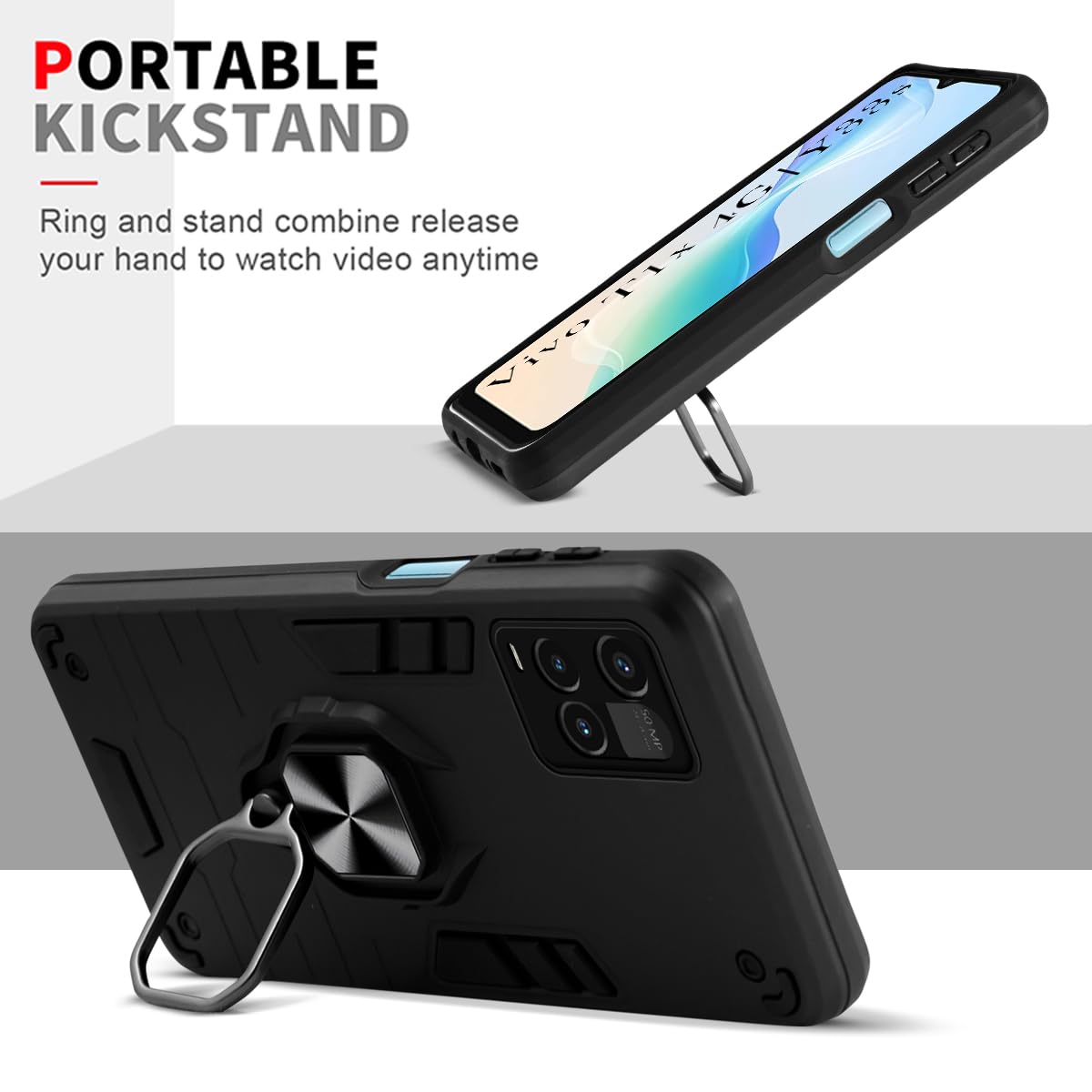 For Vivo T1x 4G (India) Back Cover Case (Shockproof Polycarbonate Dual Layer Hybrid Armor)