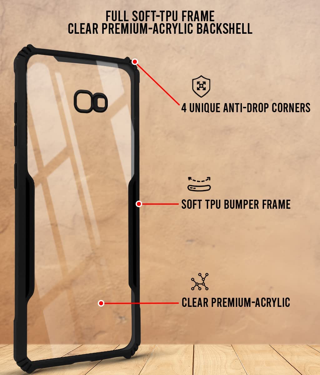 For Samsung Galaxy J4 Plus Back Cover Case (Crystal Glass Back | Shockproof Bumpers)