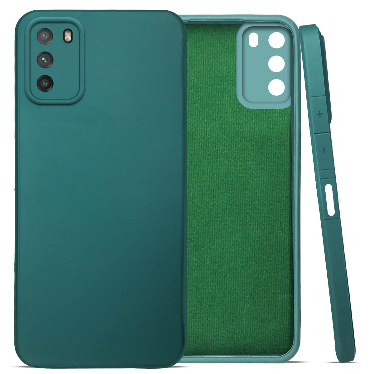 For Poco M3 Back Cover Case (Matte Finish Silicone with Inside Fiber Cloth)