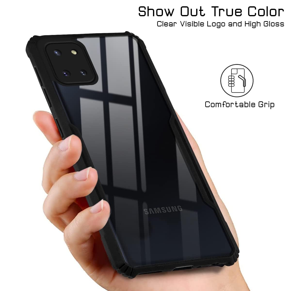 For Samsung Galaxy Note 10 Lite Back Cover Case ( Shockproof with Polycarbonate Clear Panel | Professional Black)
