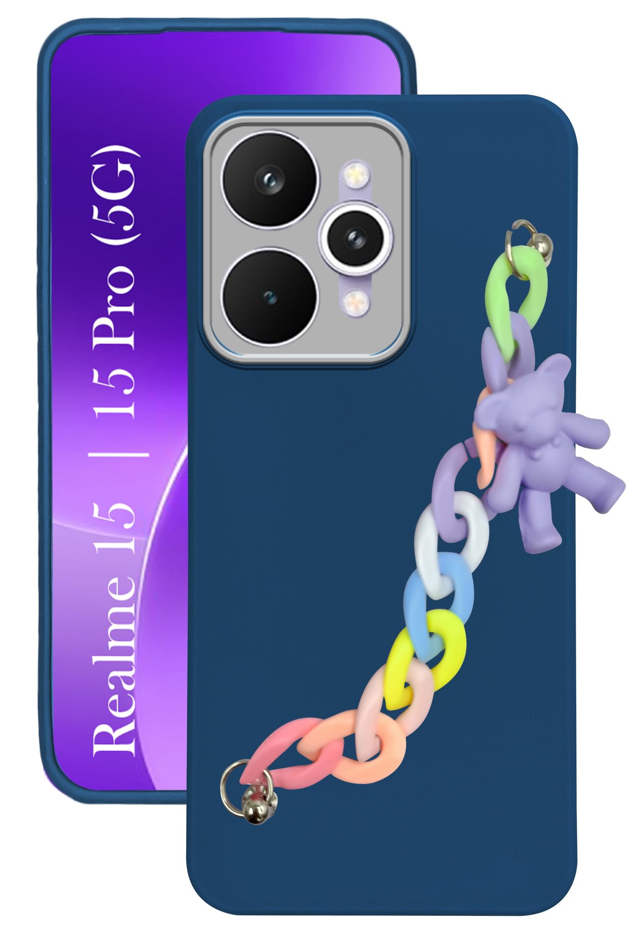For Realme 15 | Realme 15 Pro Back Cover Case ( Wrist Hanging Chain | Teddy Bracelet Charms | Dual Color Matte Finish | Full Camera Protection | Sleek and Professional)