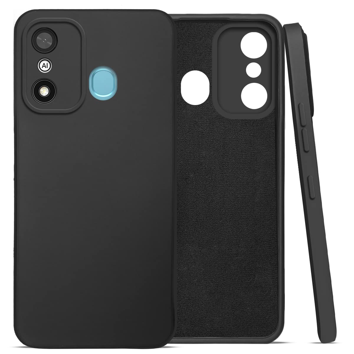 For Itel A27 Back Cover Case (Matte Finish Silicone with Inside Fiber Cloth)