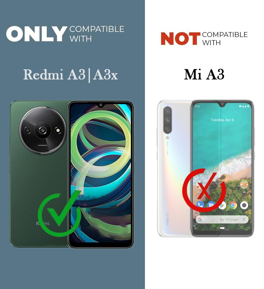 For Xiaomi Redmi A3 2024 | Xiaomi Redmi A3x Back Cover Case Rubberised (Textured Grip Design| Micro-Fiber Cloth Inside | Slim and Light Weight | Soft Touch and Feel)