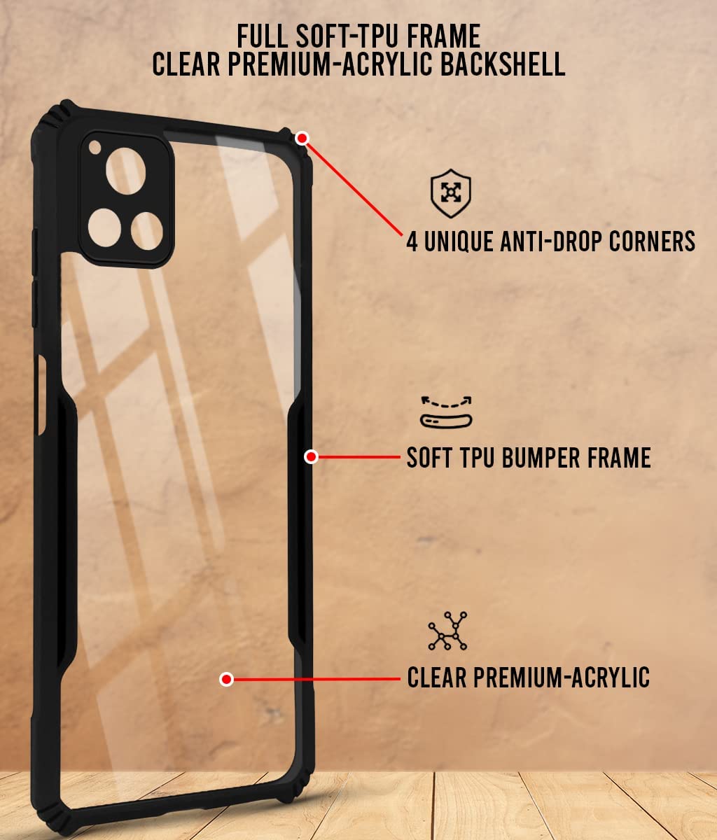 For Vivo Y72 5G Back Cover Case (Shockproof with Polycarbonate Clear Panel)
