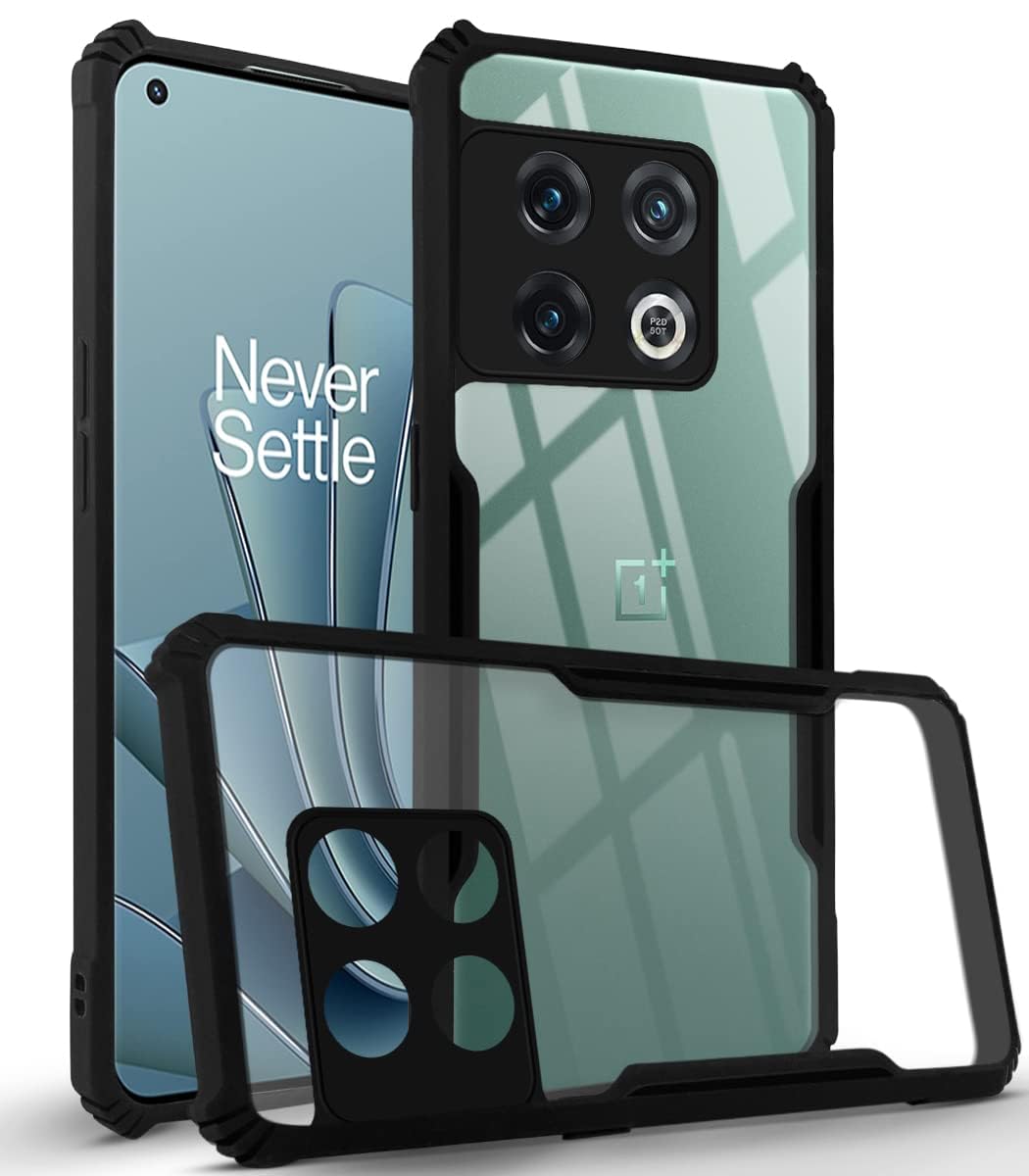 For OnePlus 10 Pro Back Cover Case (Shockproof with Polycarbonate Clear Panel | Professional Black)