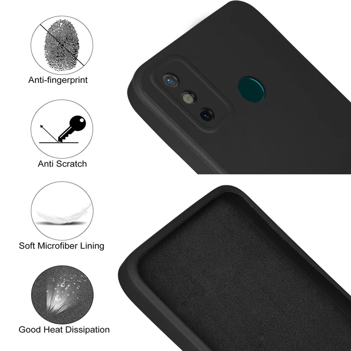 For Tecno Spark 6 Go Back Cover Case (Crystal Glass Back | Camera Protection | Shockproof Bumpers)
