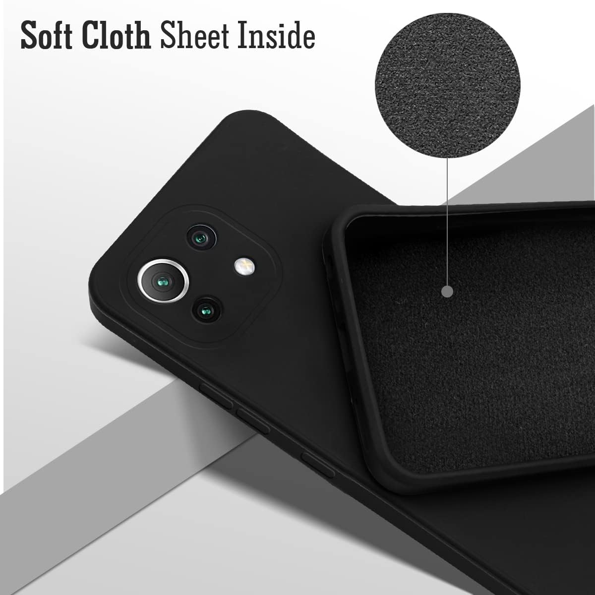 For Xiaomi 11 Lite 5G NE Back Cover Case (Matte Silicone with Inside Fiber Cloth)