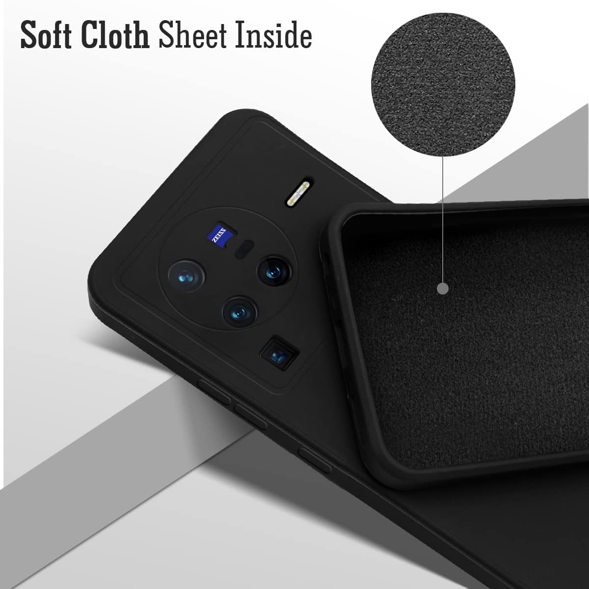 For Vivo X80 Pro Back Cover Case (Matte Finish Silicone with Inside Fiber Cloth)