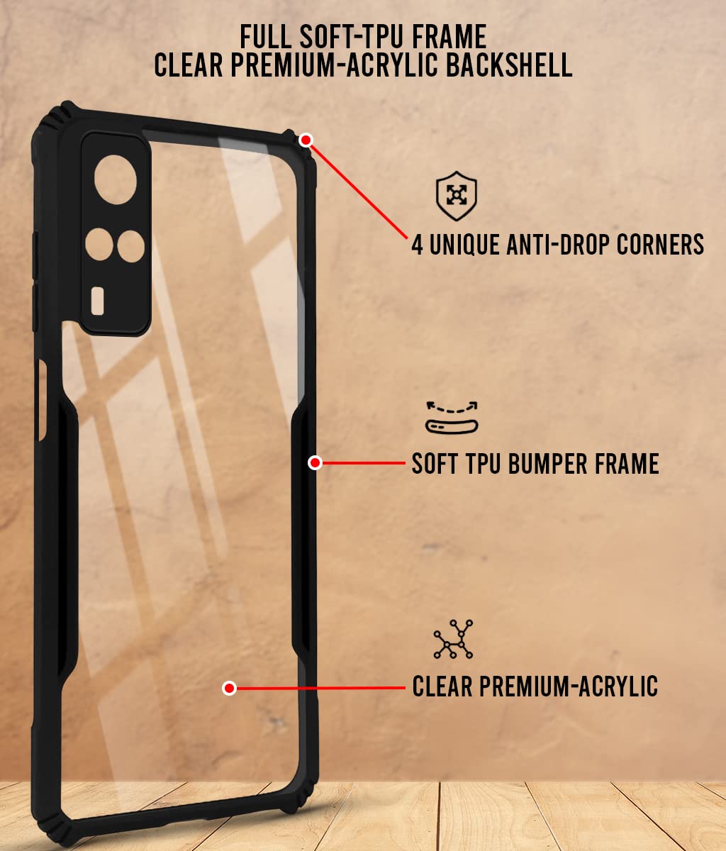 For Vivo Y53s 4G Back Cover Case (Crystal Glass Back | Camera Protection | Shockproof Bumpers)