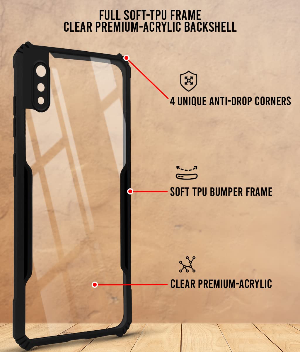 For Realme 3 | Realme 3i Back Case Cover (Shockproof with Polycarbonate Clear Panel | Professional Black)