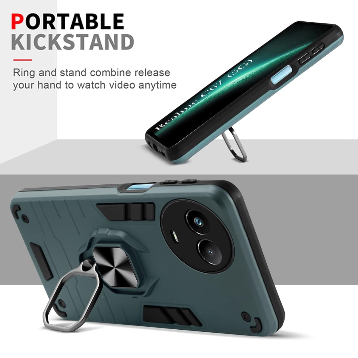 For Realme C67 Back Cover Case (Shockproof Polycarbonate Dual Layer Hybrid Armor)