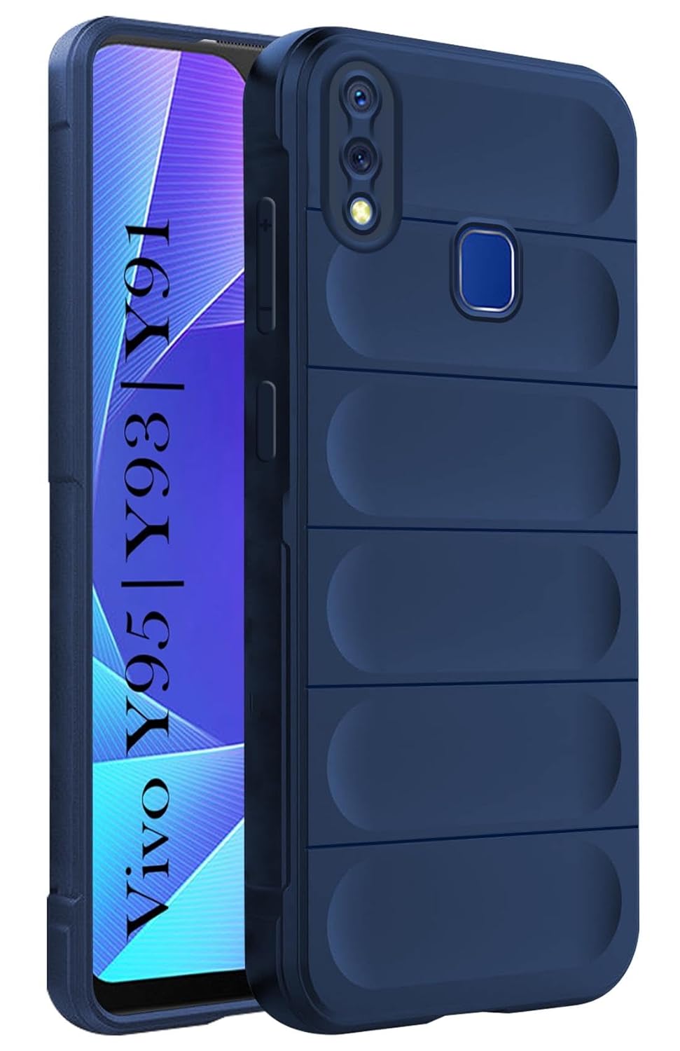 For Vivo Y91 Vivo Y93 Vivo Y95 Back Cover Case (Matte Liquid Silicone  Micro-Fiber Cloth Inside Camera Protection Shockproof) Blue