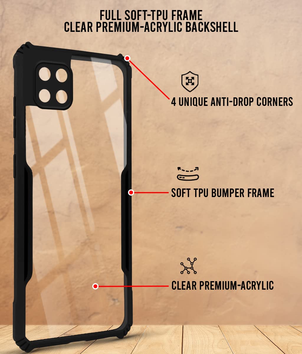 For Oppo A15 | Oppo A15s Back Cover Case (Crystal Glass Back | Camera Protection | Shockproof Bumpers)