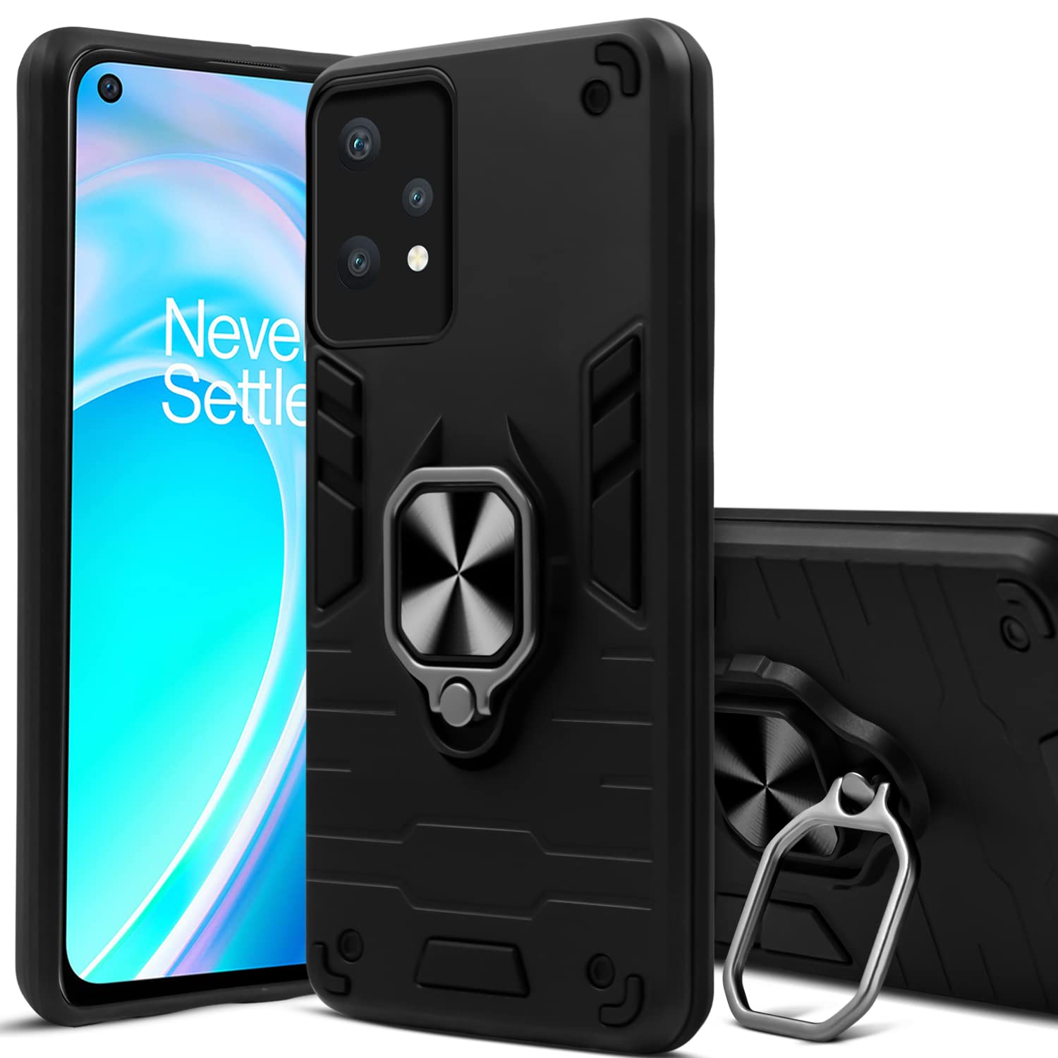 For OnePlus Nord CE 2 Lite 5G Back Cover Case (Dual Layer Hybrid | Ring Holder & Kickstand | 360 Degree Shockproof Protection)