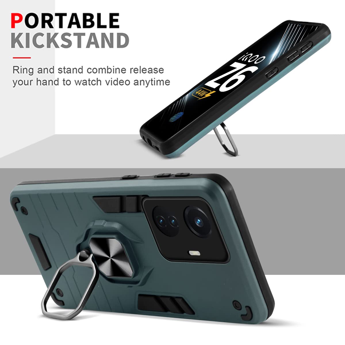 For Vivo IQOO Z6 44W Back Cover Case (Shockproof Polycarbonate Dual Layer Hybrid Armor)