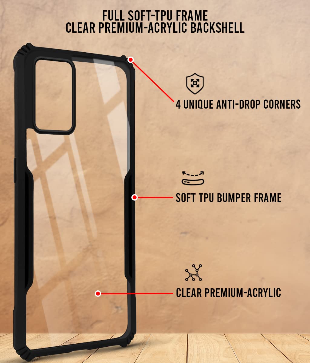 For Oppo F19 | F19s Back Cover Case (Crystal Glass Back | Camera Protection | Shockproof Bumpers)