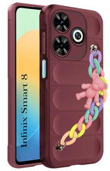 For Infinix Smart 8 HD Back Cover  for Girls Case with Bracelet (Wrist Hanging Chain | Micro-Fiber Cloth Inside)