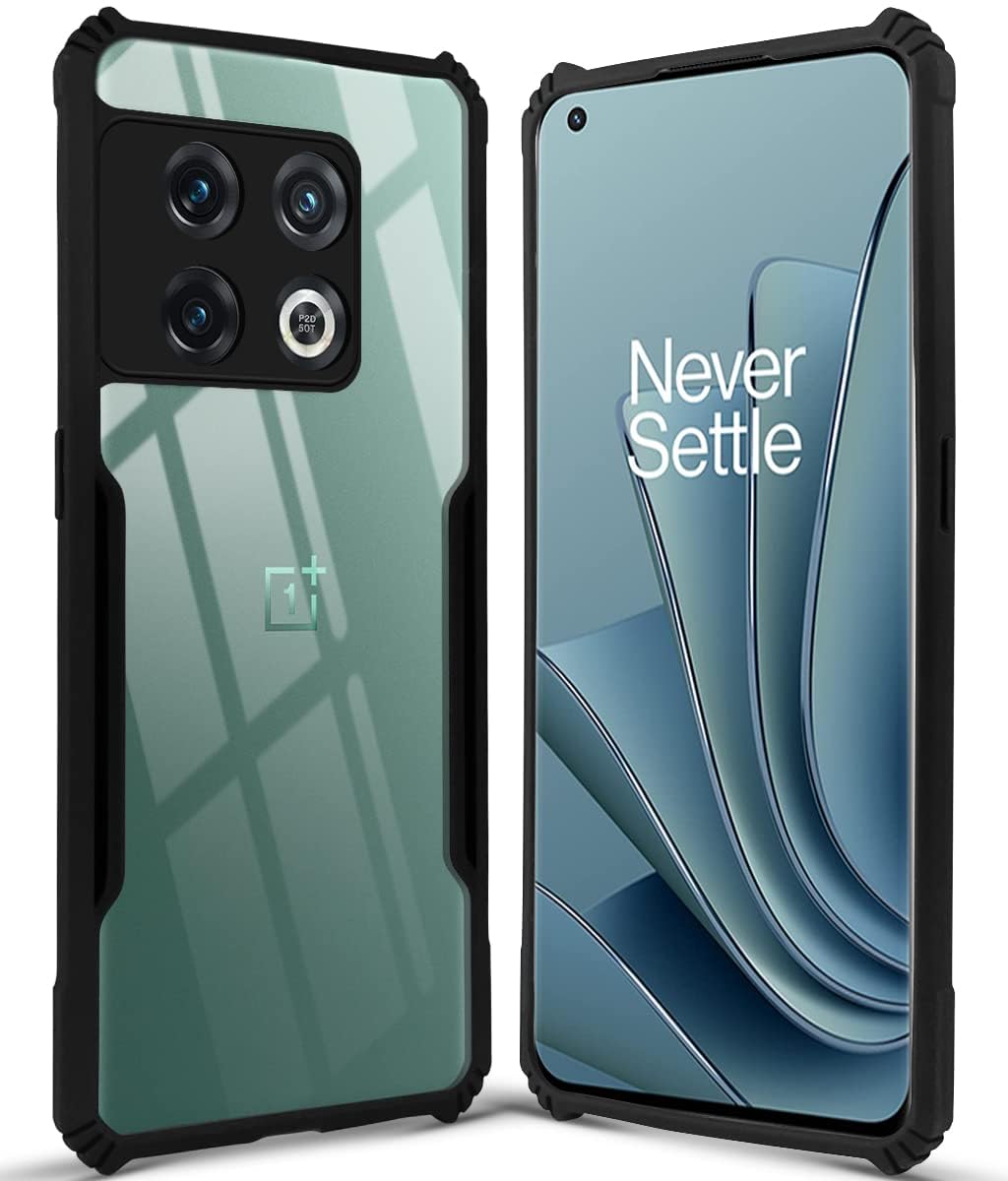 For OnePlus 10 Pro Back Cover Case (Shockproof with Polycarbonate Clear Panel | Professional Black)
