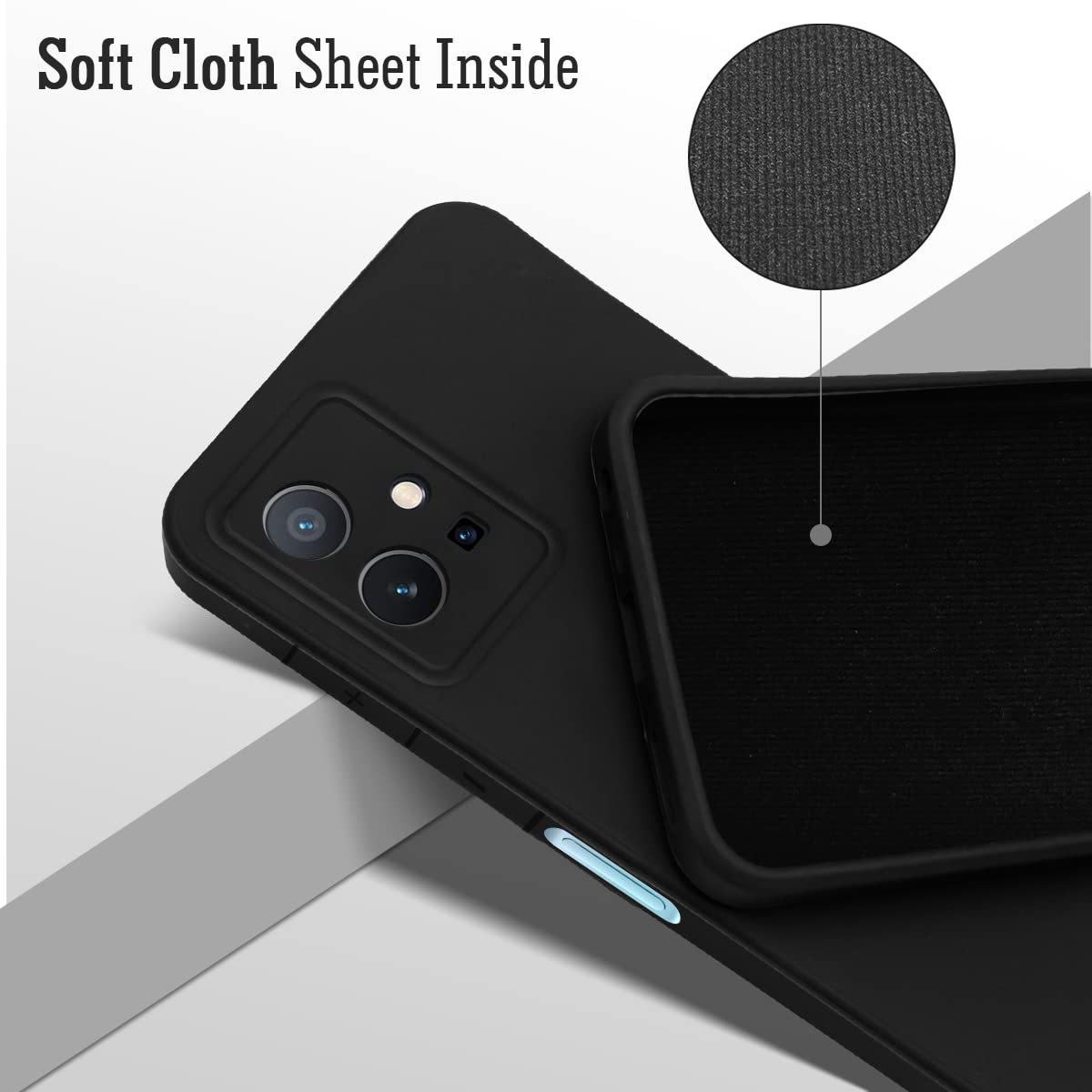 For Vivo Y75 5G | Y55 5G Back Cover Case (Matte Finish Silicone with Inside Fiber Cloth)
