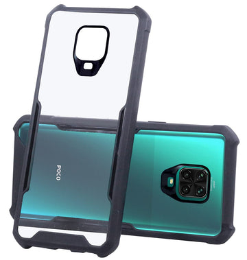 For Poco M2 Pro Back Cover Case (Crystal Glass Back | Camera Protection | Shockproof Bumpers)