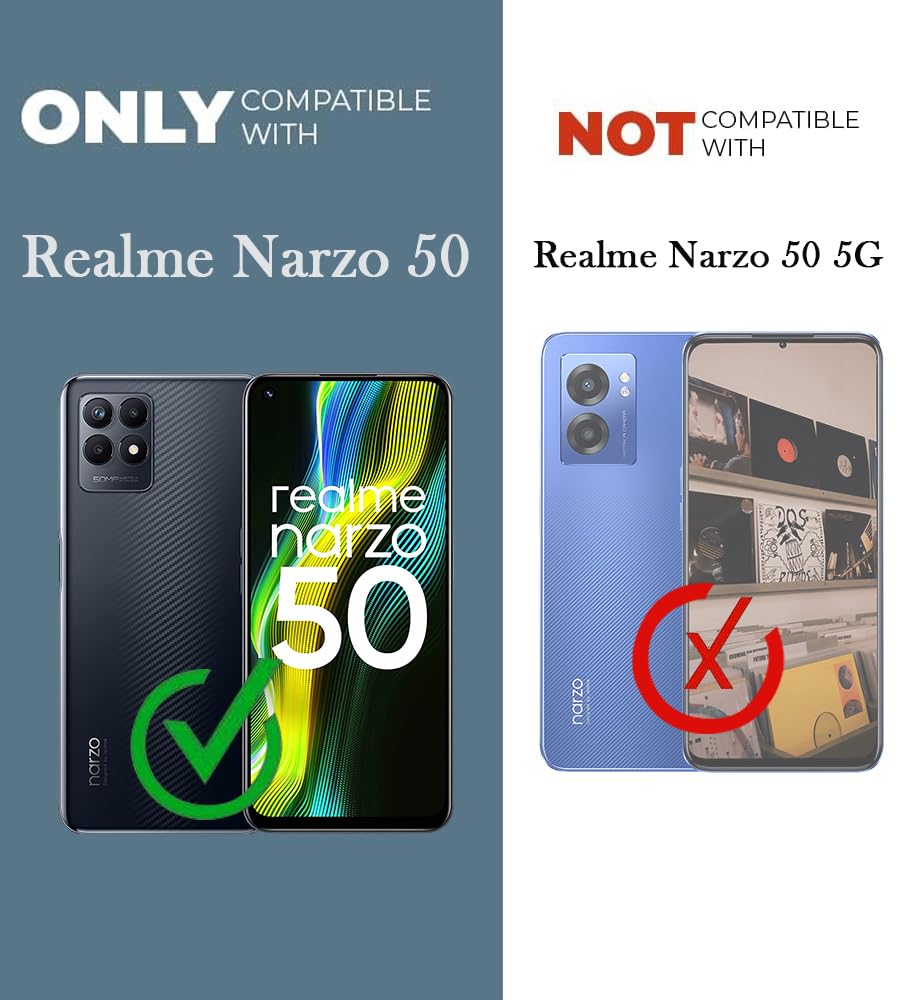 For Realme Narzo 50 Back Cover Case (Shockproof with Polycarbonate Clear Panel)