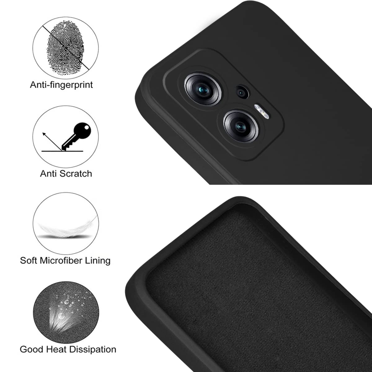 For Xiaomi Redmi K50i Back Cover Case (Inside Fiber Cloth | Smooth Matte Finish | Professional Look)