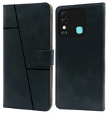 For Tecno Spark 8 Flip Cover Case (Stitched Leather Finish | Magnetic Closure | Inner TPU | Foldable Stand | Wallet Card Slots)