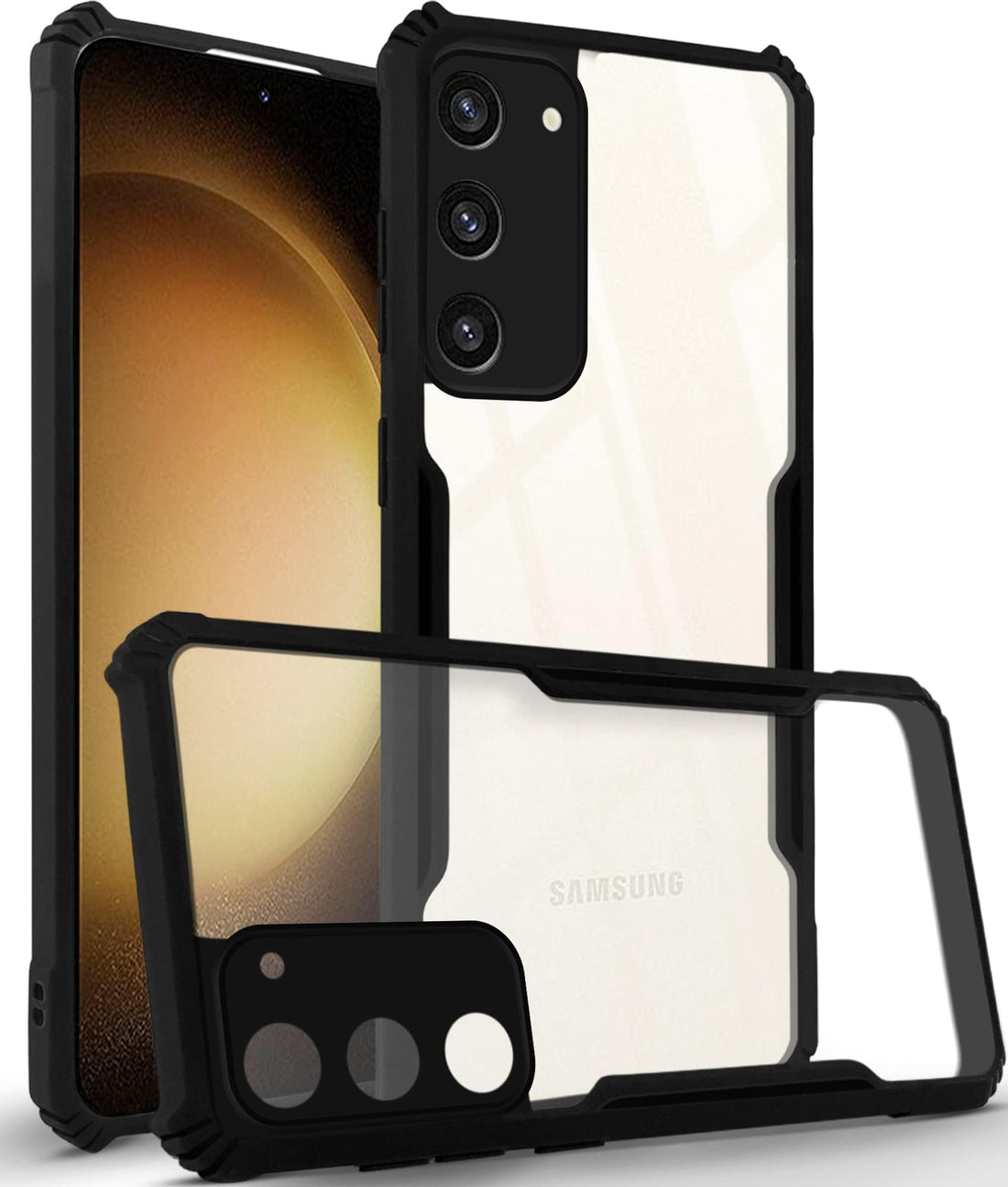 For Samsung Galaxy S23 Plus 5G Back Case Cover ( Shockproof with Polycarbonate Clear Panel | Professional Black)