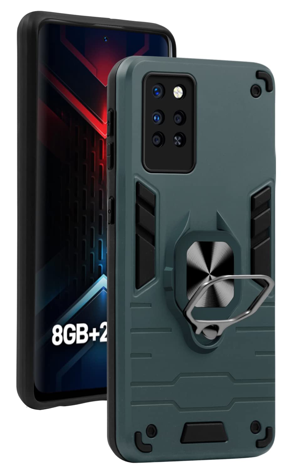 For Infinix Note 10 Pro Back Cover Case (Dual Layer Hybrid | Ring Holder & Kickstand | 360 Degree Shockproof Protection)