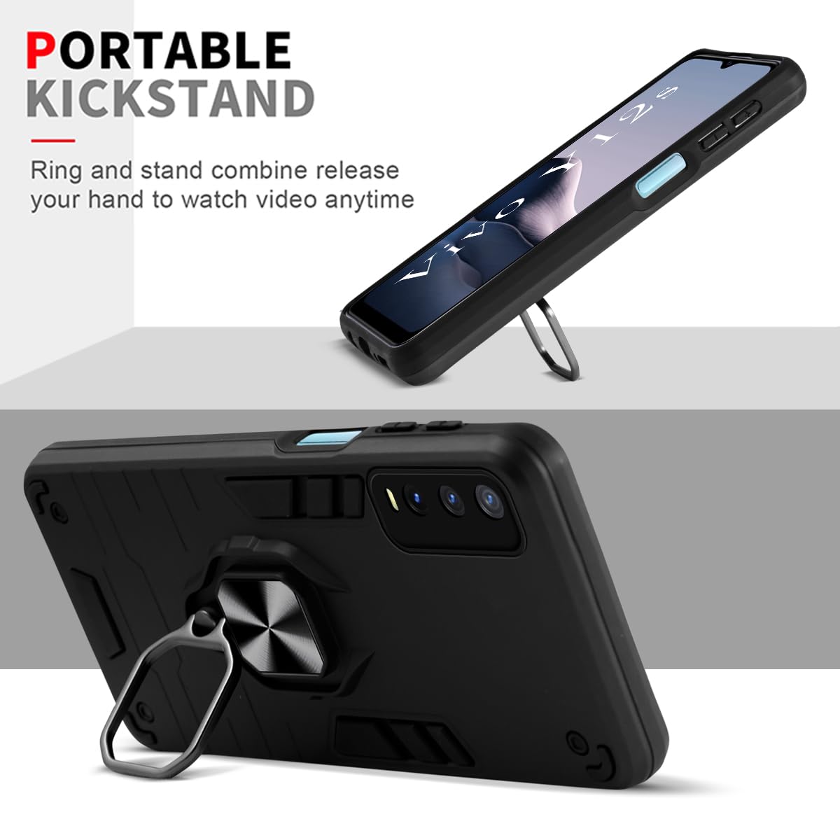 For Vivo Y12s Back Cover Case (Shockproof Polycarbonate Dual Layer Hybrid Armor)