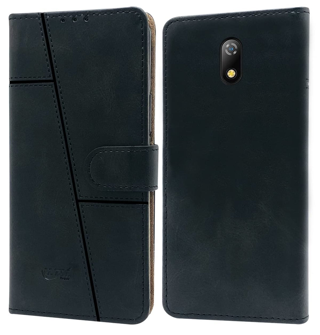 For Itel A23 Flip Cover Case (Stitched Leather Finish | Magnetic Closure | Foldable Stand | Wallet Card Slots)