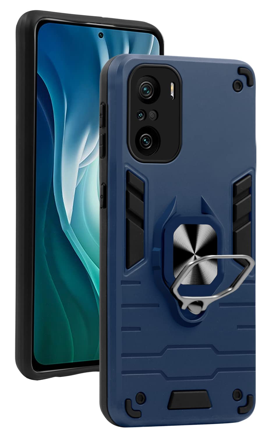 For Xiaomi Mi 11X | 11X Pro 5G Back Cover Case  (Dual Layer Hybrid Armor | Ring Holder & Kickstand in-Built | 360 Degree Shockproof Protection | Iron Black)